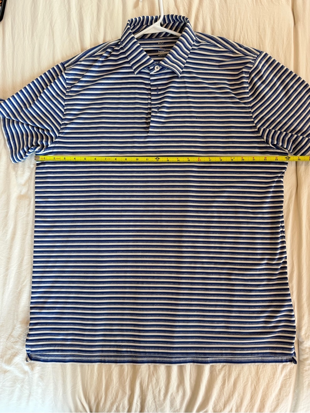 Southern Tide Navy and White Striped Polo